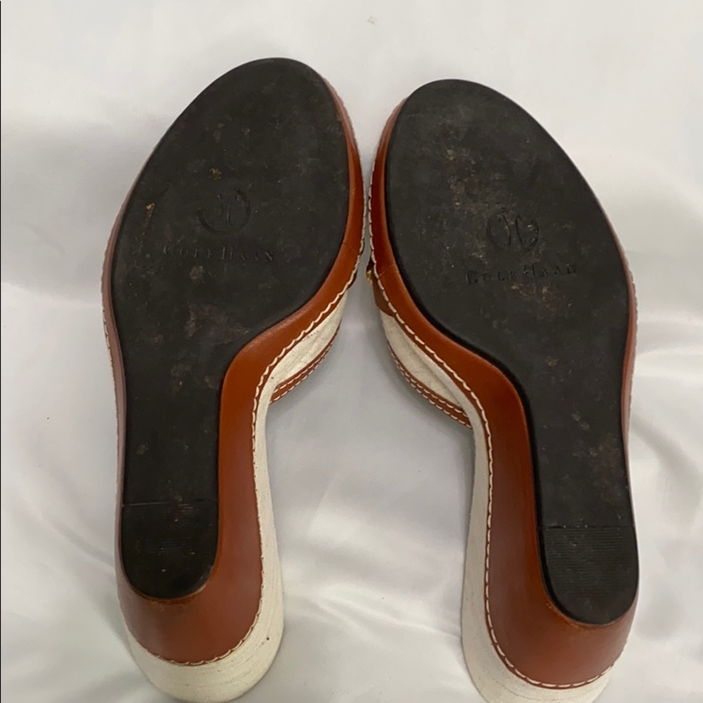 Cole Haan Leather & Linen Wedges Size 8.5 - Picture 7 of 7